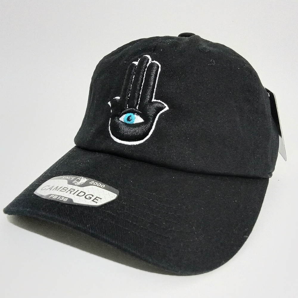 Spiritual Hamsa Hand 3rd Eye Symbol 3D Embroidered Baseball Cap  Hat  Black